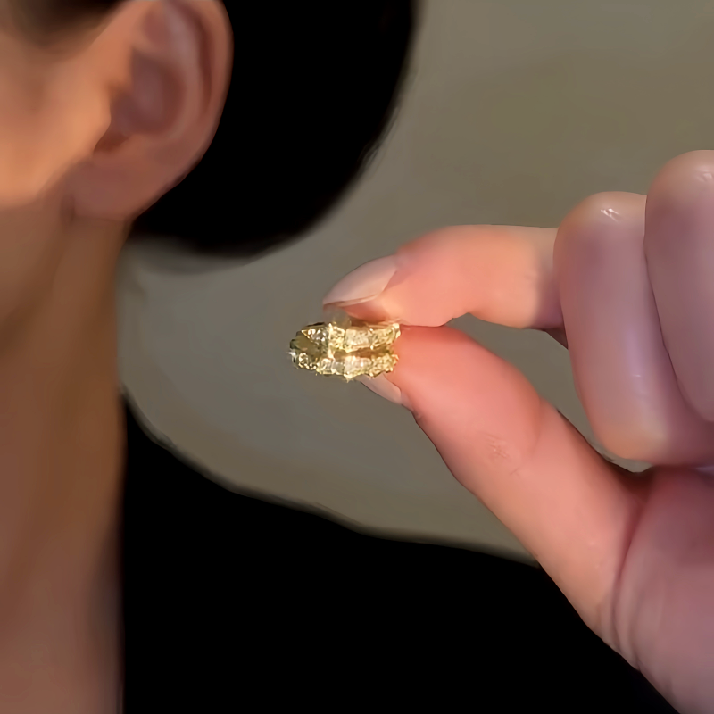 14K Gold-Plated Zircon Snake Ear Clips