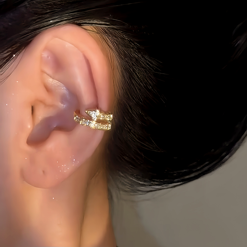 14K Gold-Plated Zircon Snake Ear Clips