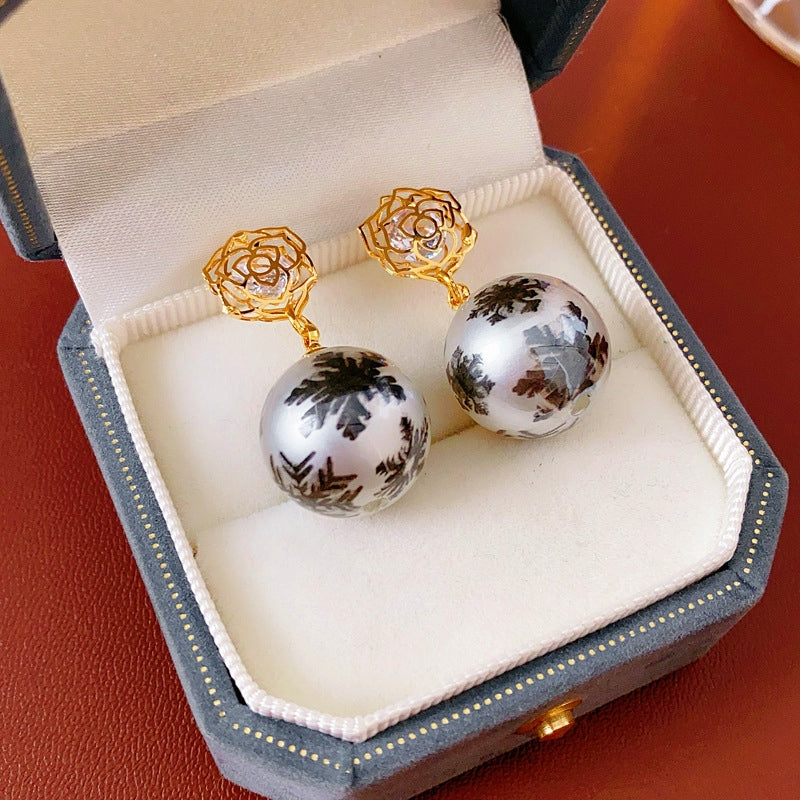 14K Gold-Plated Zircon Snowflake Bead Earrings