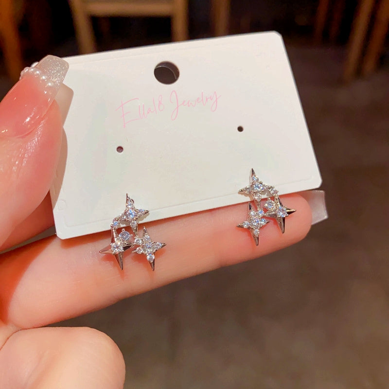 14K Gold-Plated Zircon Star Stud Earrings