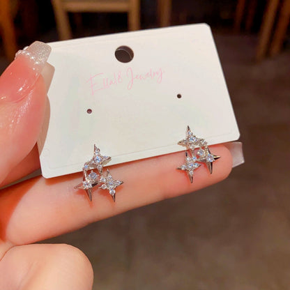 14K Gold-Plated Zircon Star Stud Earrings