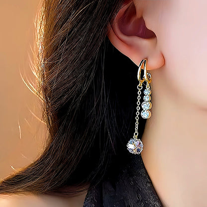 14K Gold-Plated Zircon Tassel Earrings
