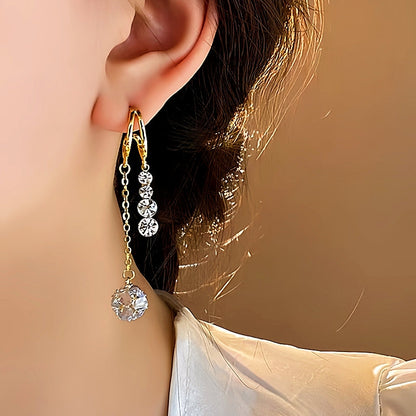 14K Gold-Plated Zircon Tassel Earrings