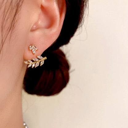 14K Gold-Plated Zircon Wheat Earrings