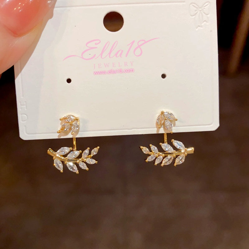 14K Gold-Plated Zircon Wheat Earrings