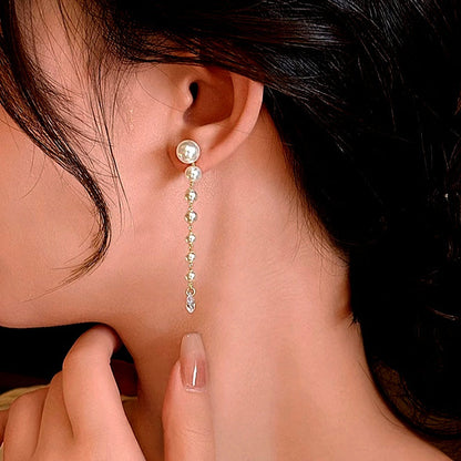 14K Gold-Plated luxury Pearl Tassel Earrings