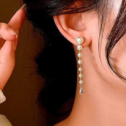 14K Gold-Plated luxury Pearl Tassel Earrings