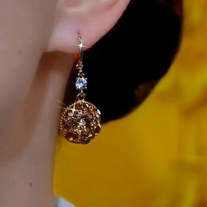 14K Gold-plated Brown Diamond Earrings