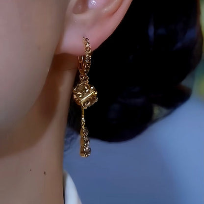 14K Gold-plated Brown Zircon Ball Earrings