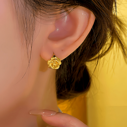 14K Gold-plated Camellia Small Hoop Earrings