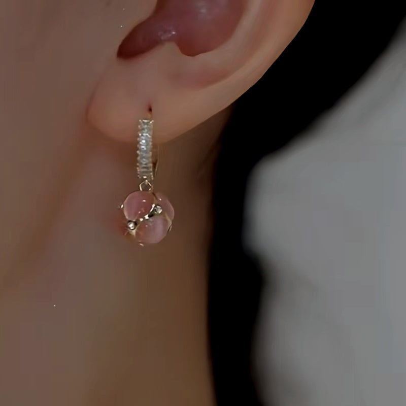 14K Gold-plated Cat's Eye Pink And Green Drop Earrings