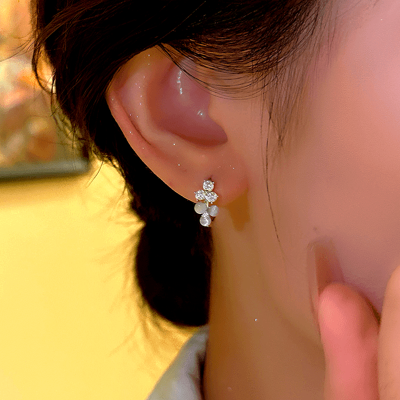 14K Gold-plated Cat's Eye Small Grape Hoop Earrings