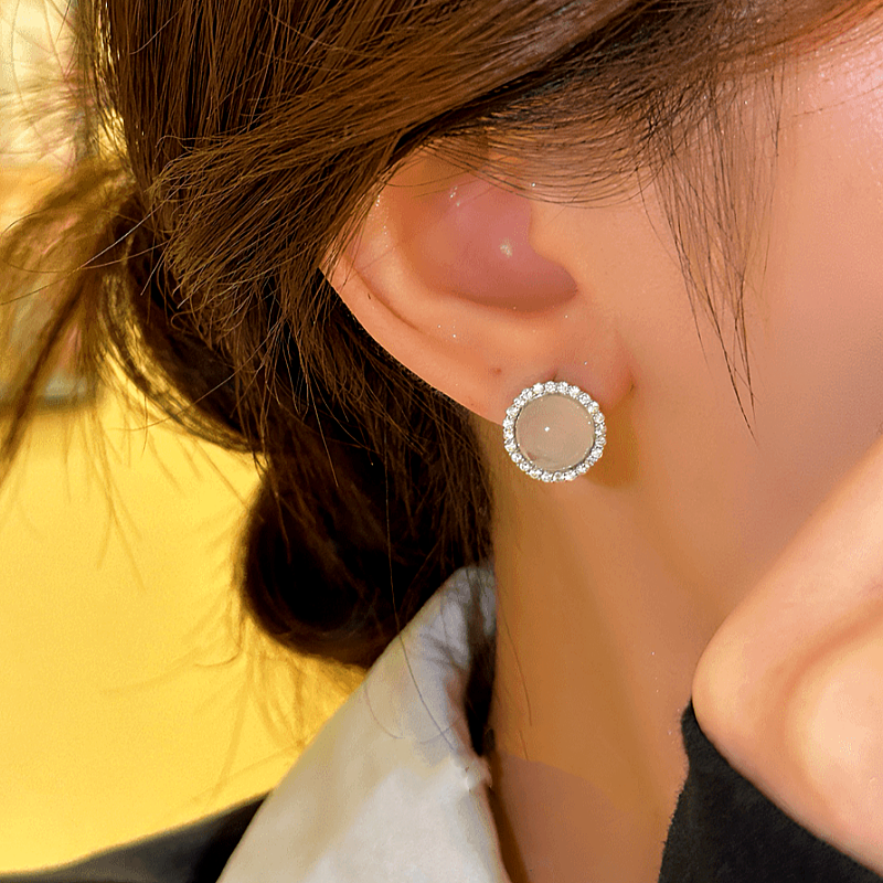 14K Gold-plated Cat's Eye Stud Earrings