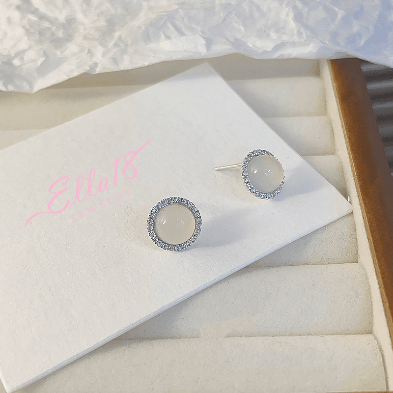 14K Gold-plated Cat's Eye Stud Earrings