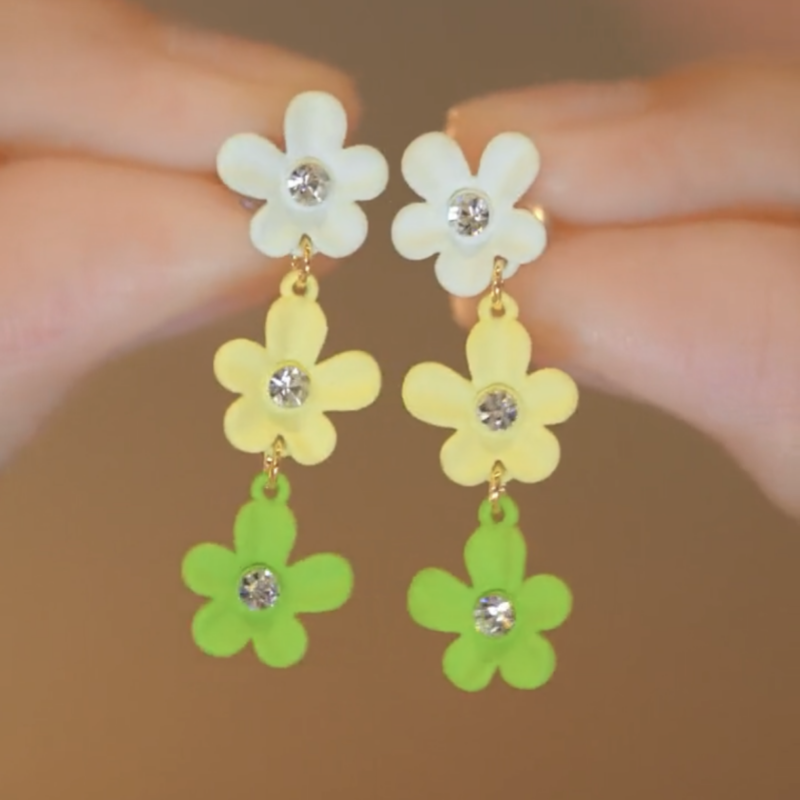 14K Gold-plated Colorful Flower Earrings