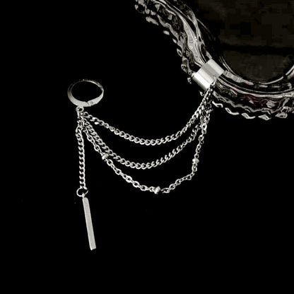 14K Gold-plated Cross Chain Ear Cuff Earrings