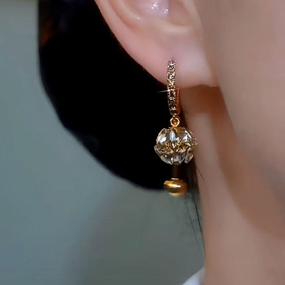 14K Gold-plated Diamond Ball Earrings