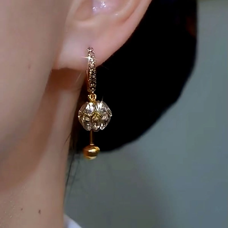 14K Gold-plated Diamond Ball Earrings