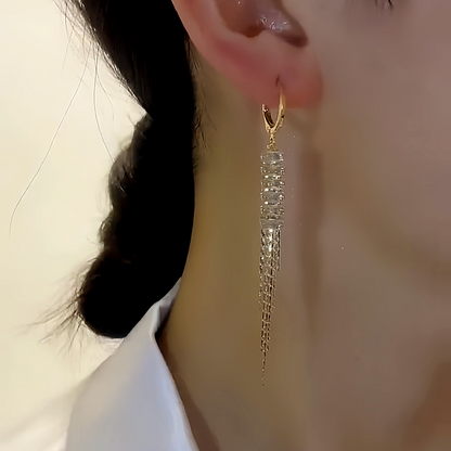 14K Gold-plated Diamond Tassel Earrings