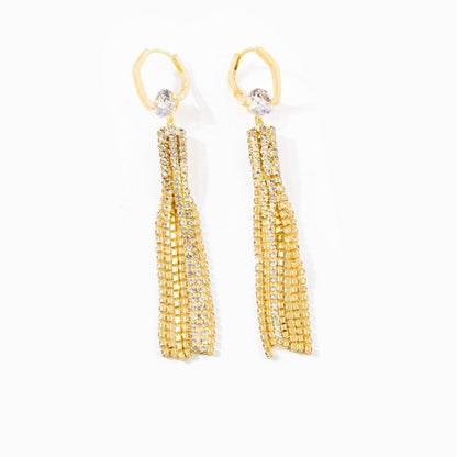 14K Gold-plated Diamond Tassel Earrings
