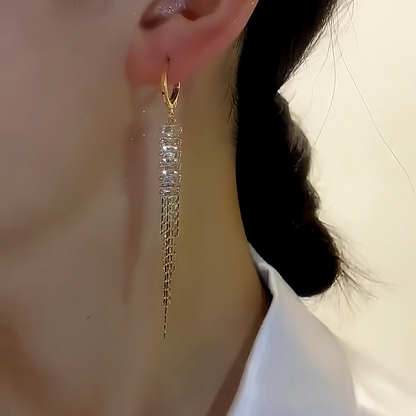 14K Gold-plated Diamond Tassel Earrings