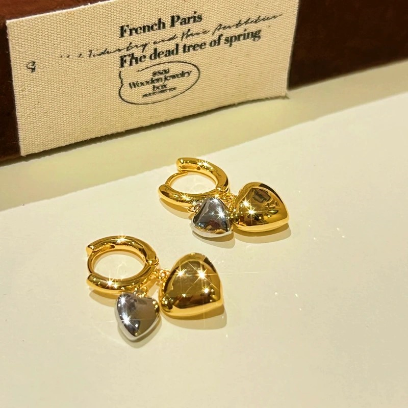 14K Gold-plated Double-Layer Heart Earrings