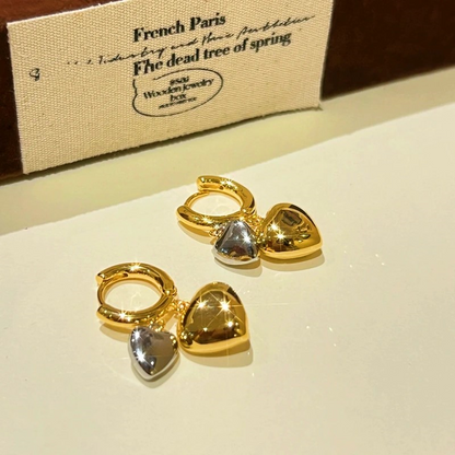 14K Gold-plated Double-Layer Heart Earrings