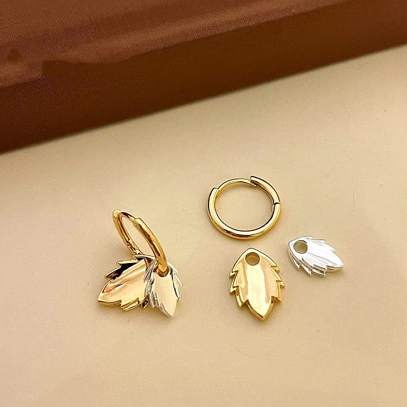 14K Gold-plated Double Leaf Earrings
