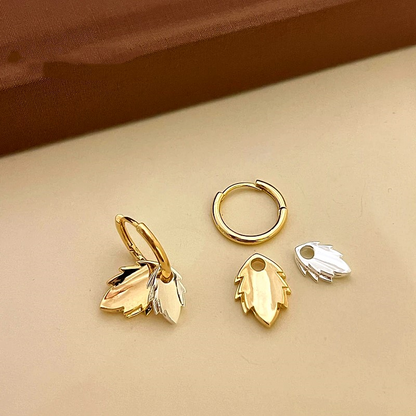 14K Gold-plated Double Leaf Earrings