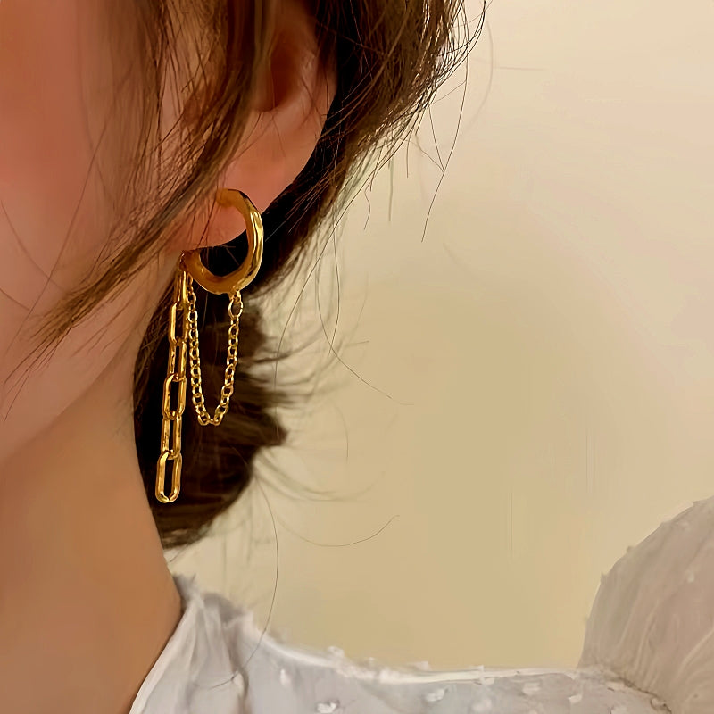 14K Gold-plated Elegant Chain Tassel Earrings