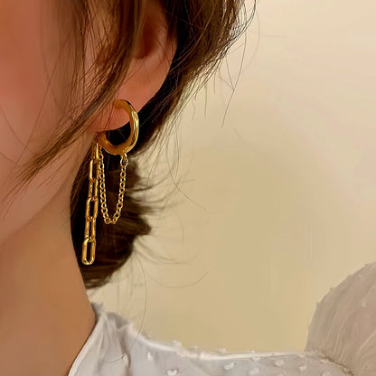 14K Gold-plated Elegant Chain Tassel Earrings