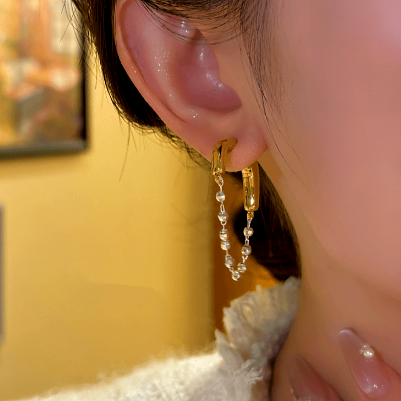 14K Gold-plated Elegant Chain Tassel Earrings