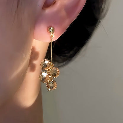 14K Gold-plated Elegant Champagne Beaded Earrings