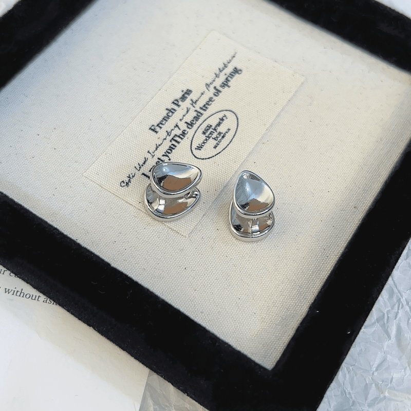 14K Gold-plated Elegant Double-Side Silver Water Drop Earrings