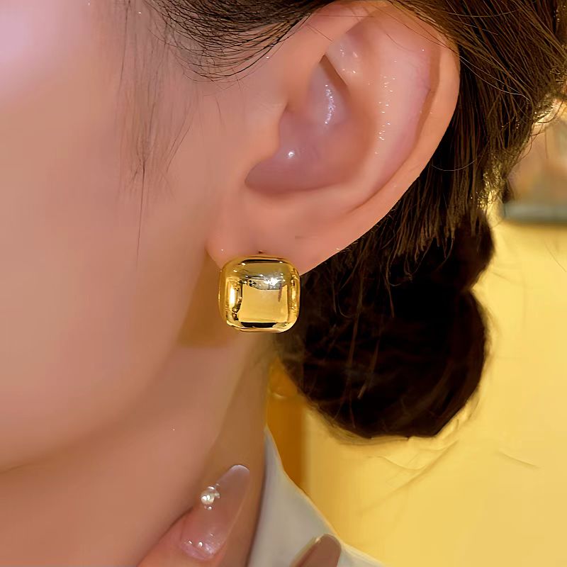 14K Gold-plated Elegant Double-Sided Square Earrings