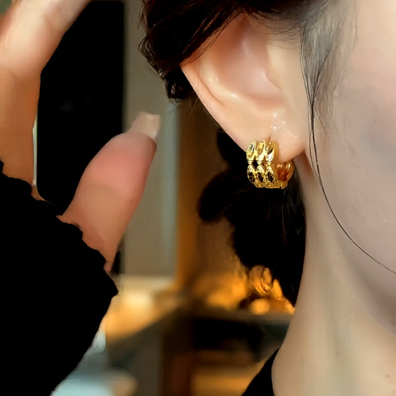 14K Gold-plated Elegant Three-Layer Hoop Earrings