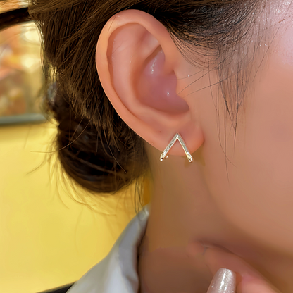 14K Gold-plated Elegant V-Shaped Earrings