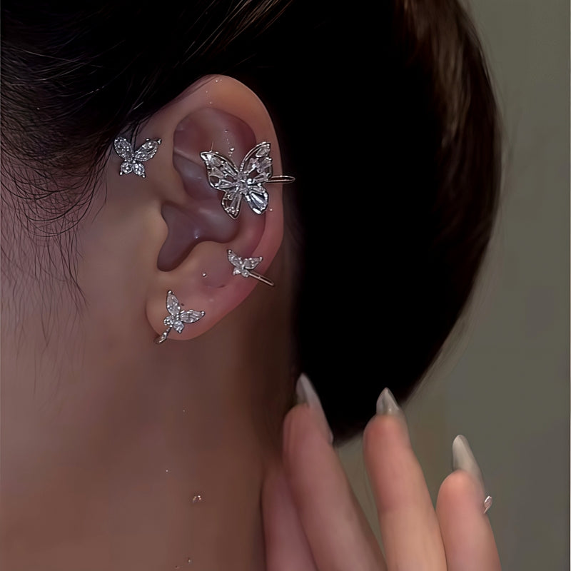 14K Gold-plated Elegant ZIrcon Butterfly Ear Cuffs ( 1 Pair )