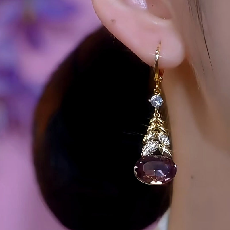 14K Gold-plated Elegant Zircon Diamond Earrings