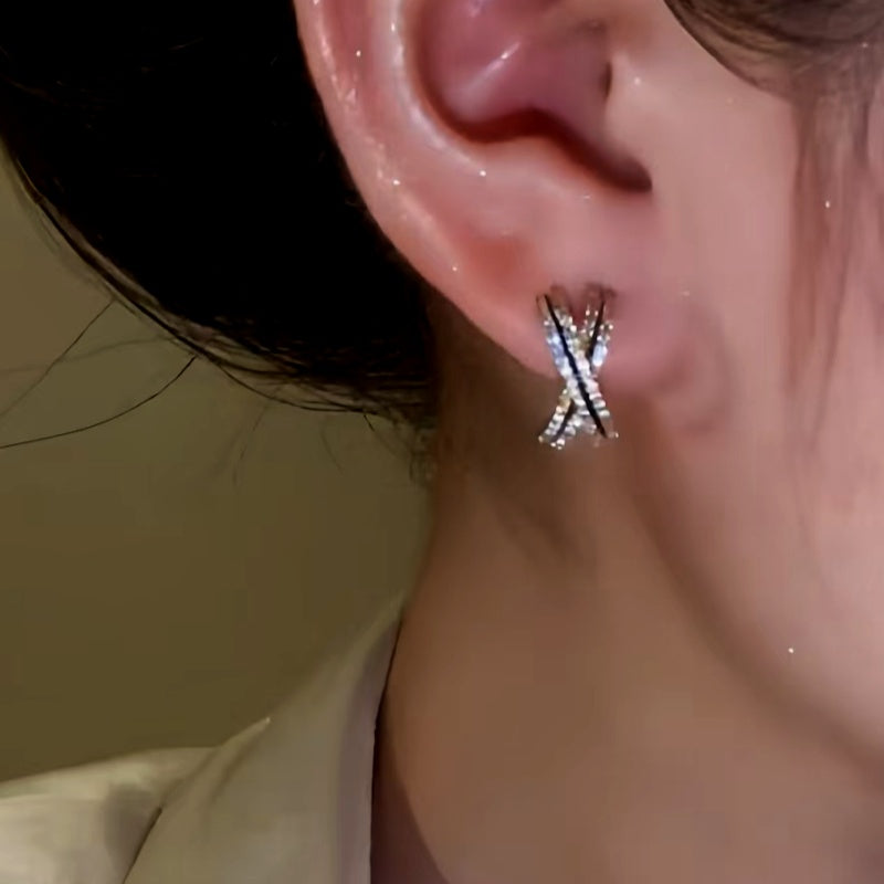 14K Gold-plated Elegant Zircon X Earrings