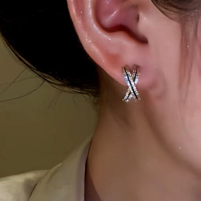 14K Gold-plated Elegant Zircon X Earrings