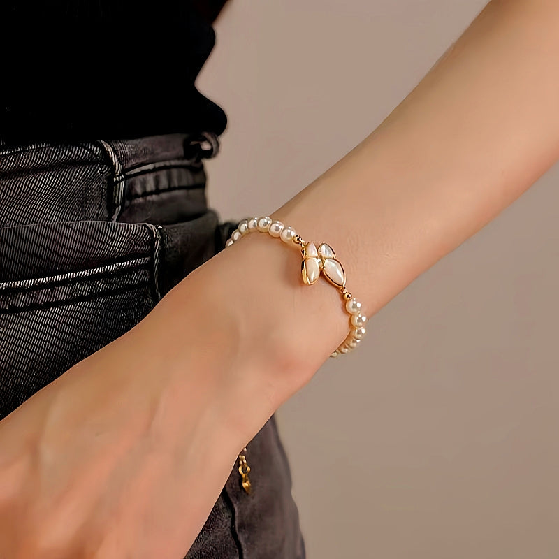 14K Gold-plated Exquisite Pearl Butterfly Bracelets