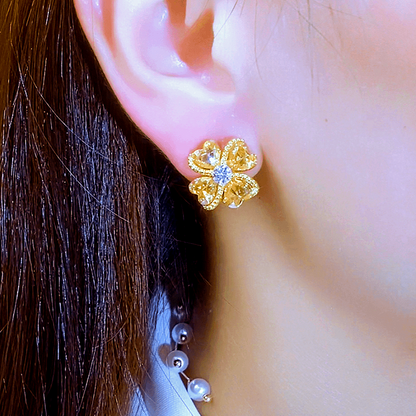 14K Gold-plated Flower Earrings