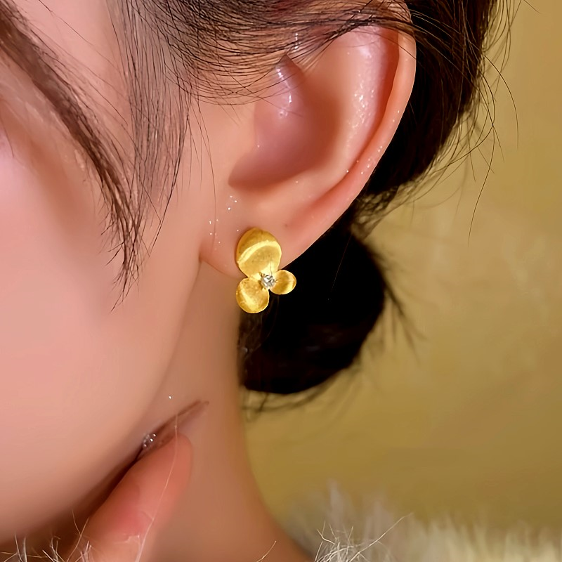 14K Gold-plated Flower Stud Earrings