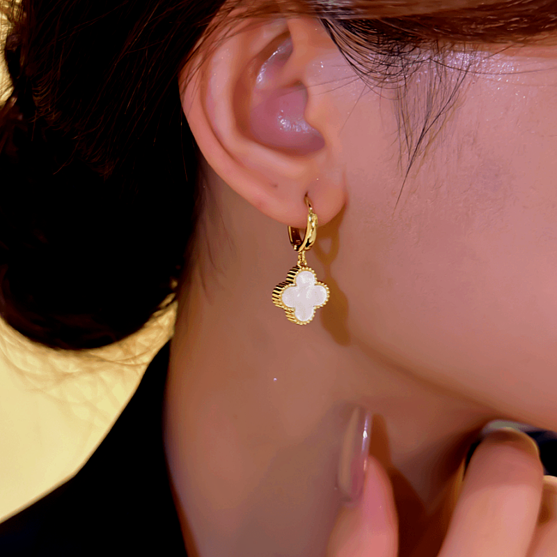14K Gold-plated Four-Leaf Clover Earrings