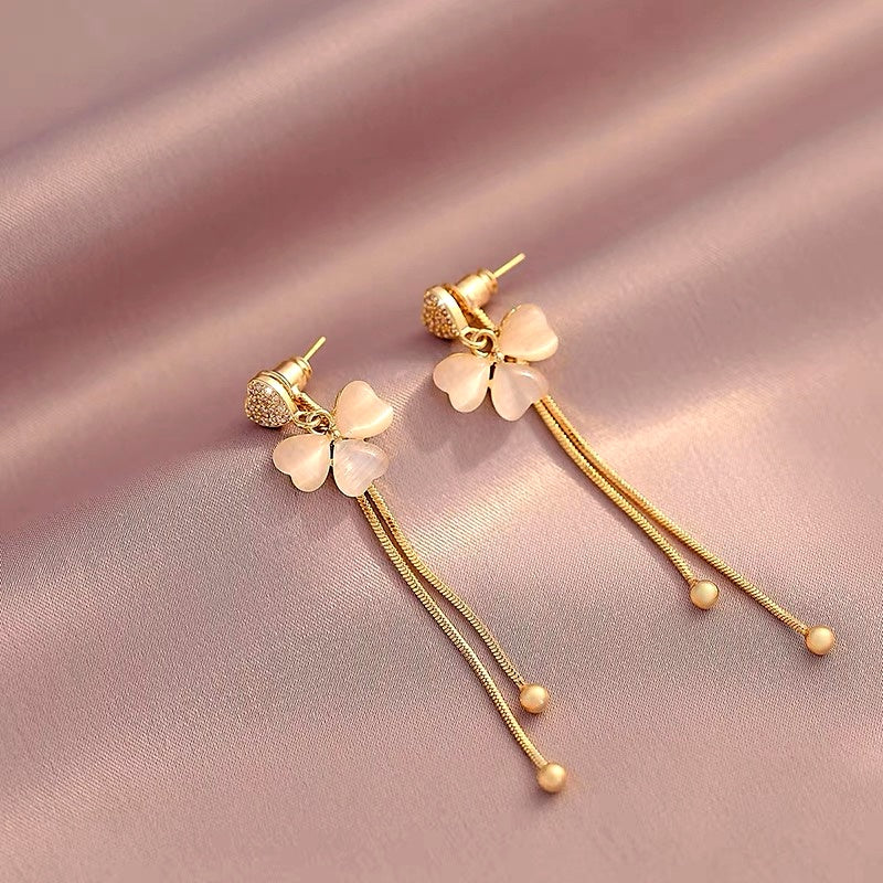 14K Gold-plated Four-Leaf Clover Earrings