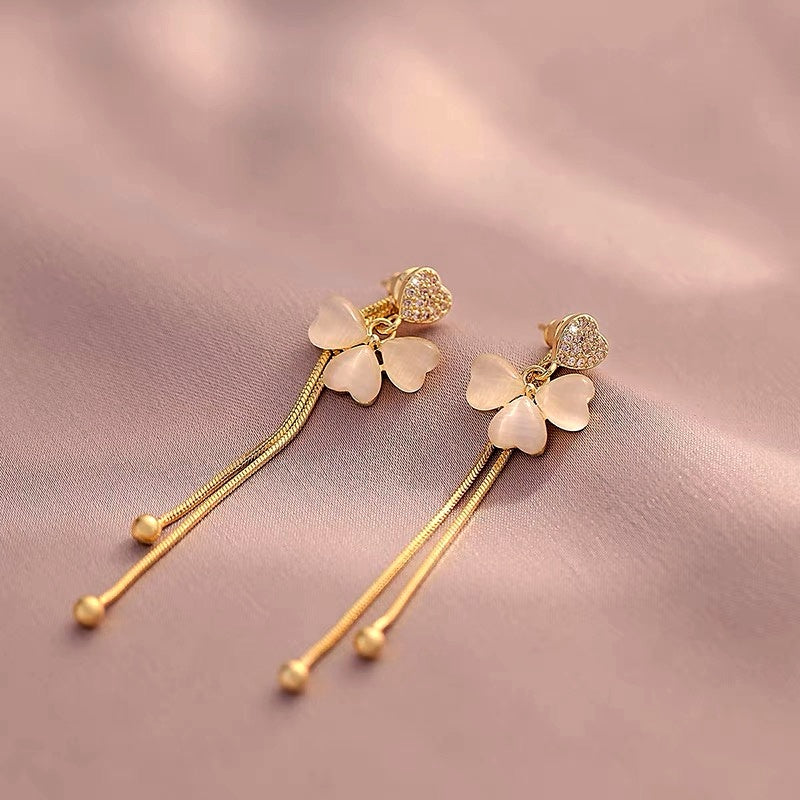 14K Gold-plated Four-Leaf Clover Earrings