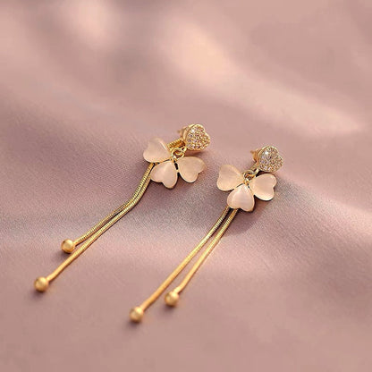 14K Gold-plated Four-Leaf Clover Earrings