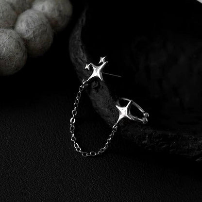 14K Gold-plated Four-Pointed Star Ear Cuff Earrings