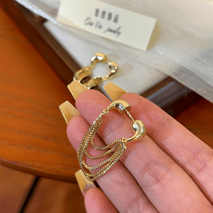 14K Gold-plated Front And Back Chain Tassel Earrings